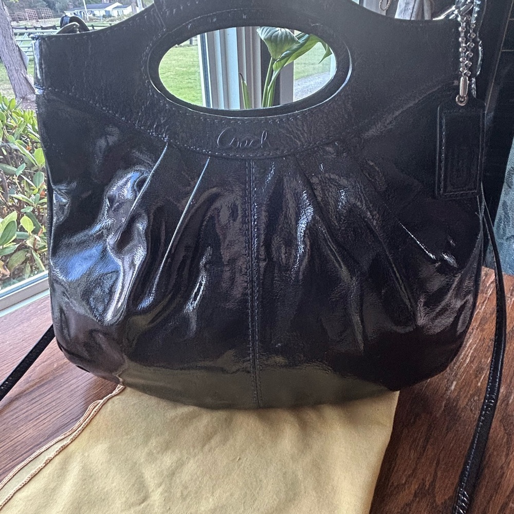 Coach Black Patent Leather Shoulder Bag - Picture 2 of 12